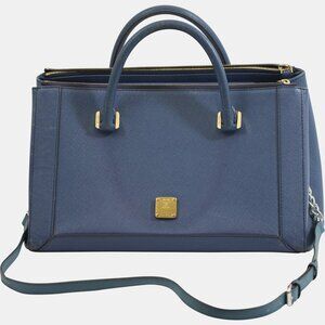 MCM Liz Shopper Saffiano Leather Tote – Teal Blue – Excellent Condition